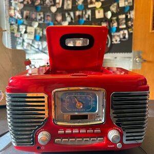 Red Crosley Corsair Tabletop AM/FM Bluetooth Radio/CD Player and Dual Alarm